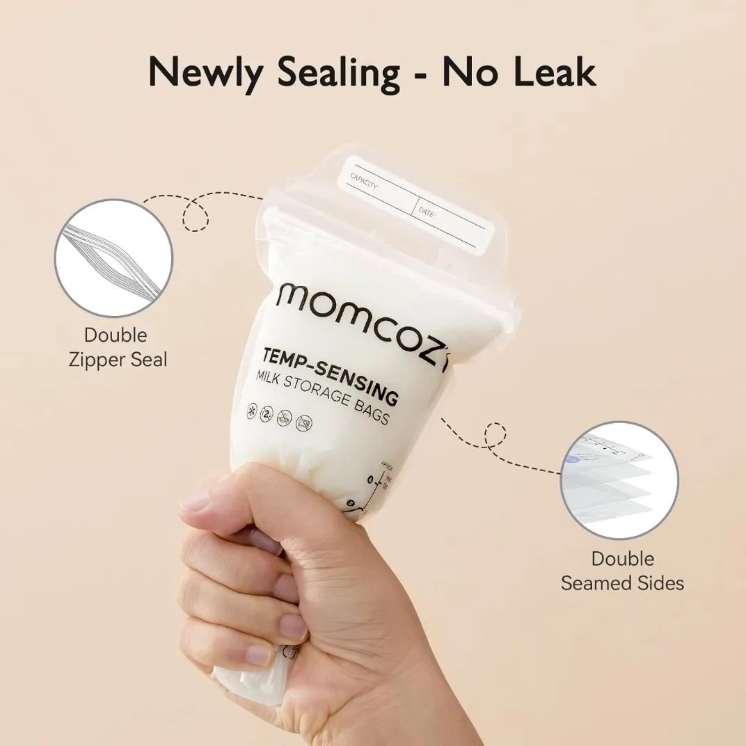 Momcozy Breastmilk Storage Bags, Temperature sensing  180ml.