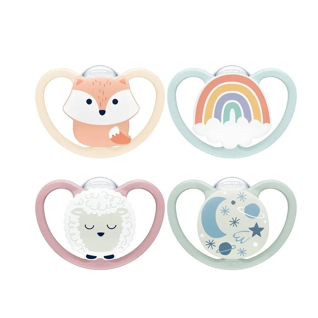 Nuk Space Day & Night Soothers 0-6m 4pack. Fox/Sheep