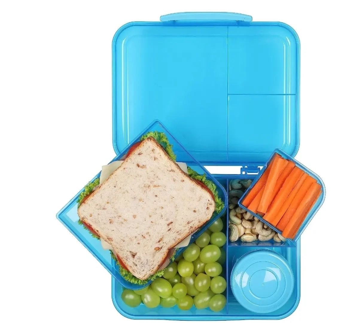 Sistema Bento Box TO GO | Lunch Box with Yoghurt/Fruit Pot | 1.65 L Blue/Pink/Green