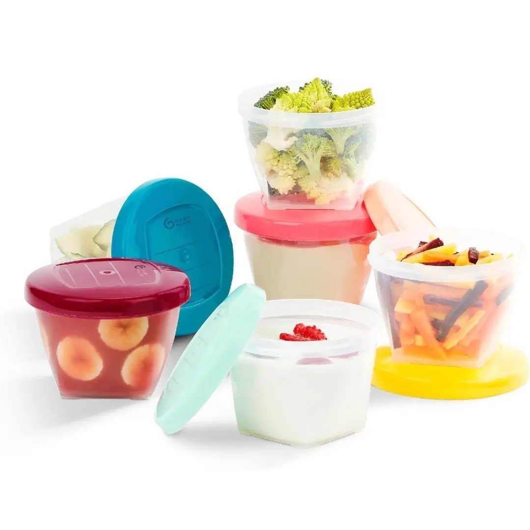 Babymoov Babybol Airtight Baby Food Storage Containers, 180 ml, Pack of 6, multicolor.