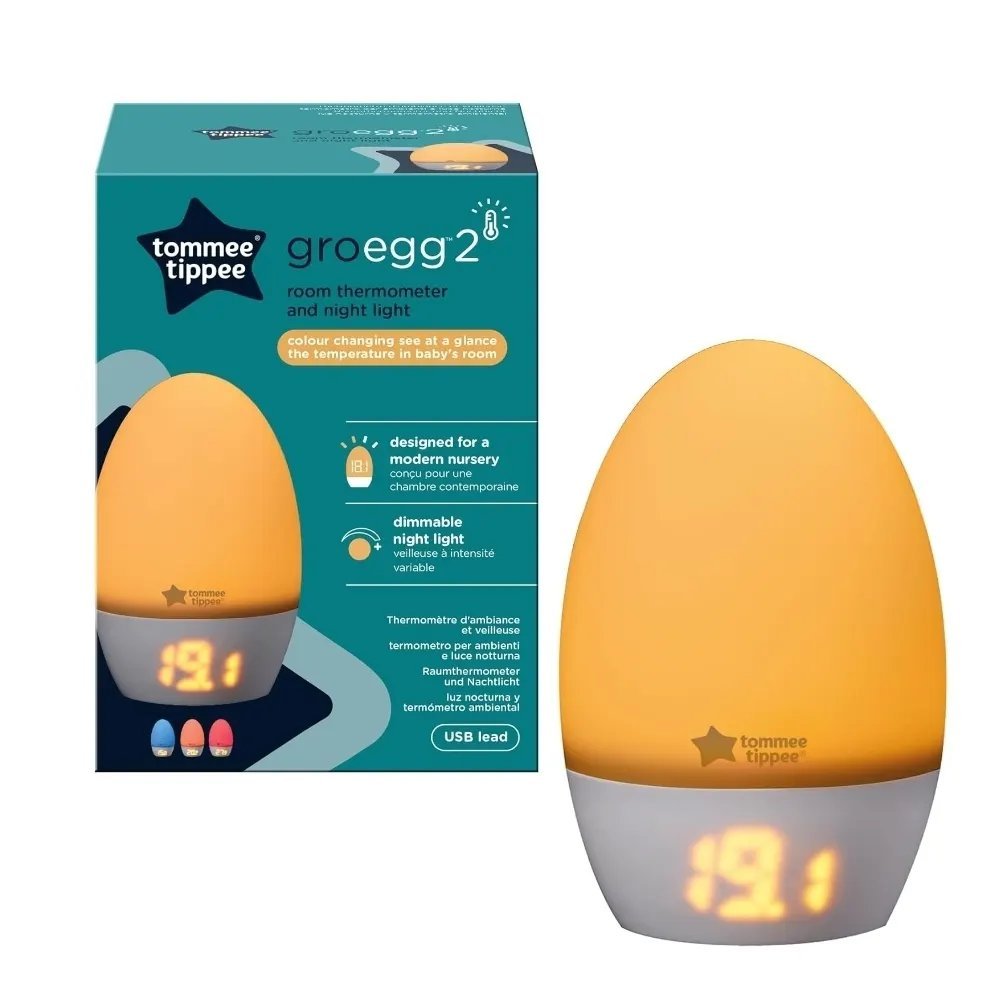 Tommee Tippee GroEgg2 Digital Colour Changing Room Thermometer and Night Light, USB Powered