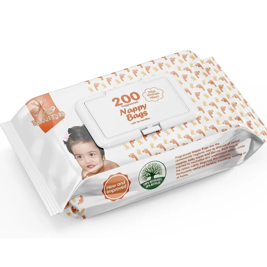 Premium Fragranced Nappy Disposable Bags with Tie Handles. 200Pack