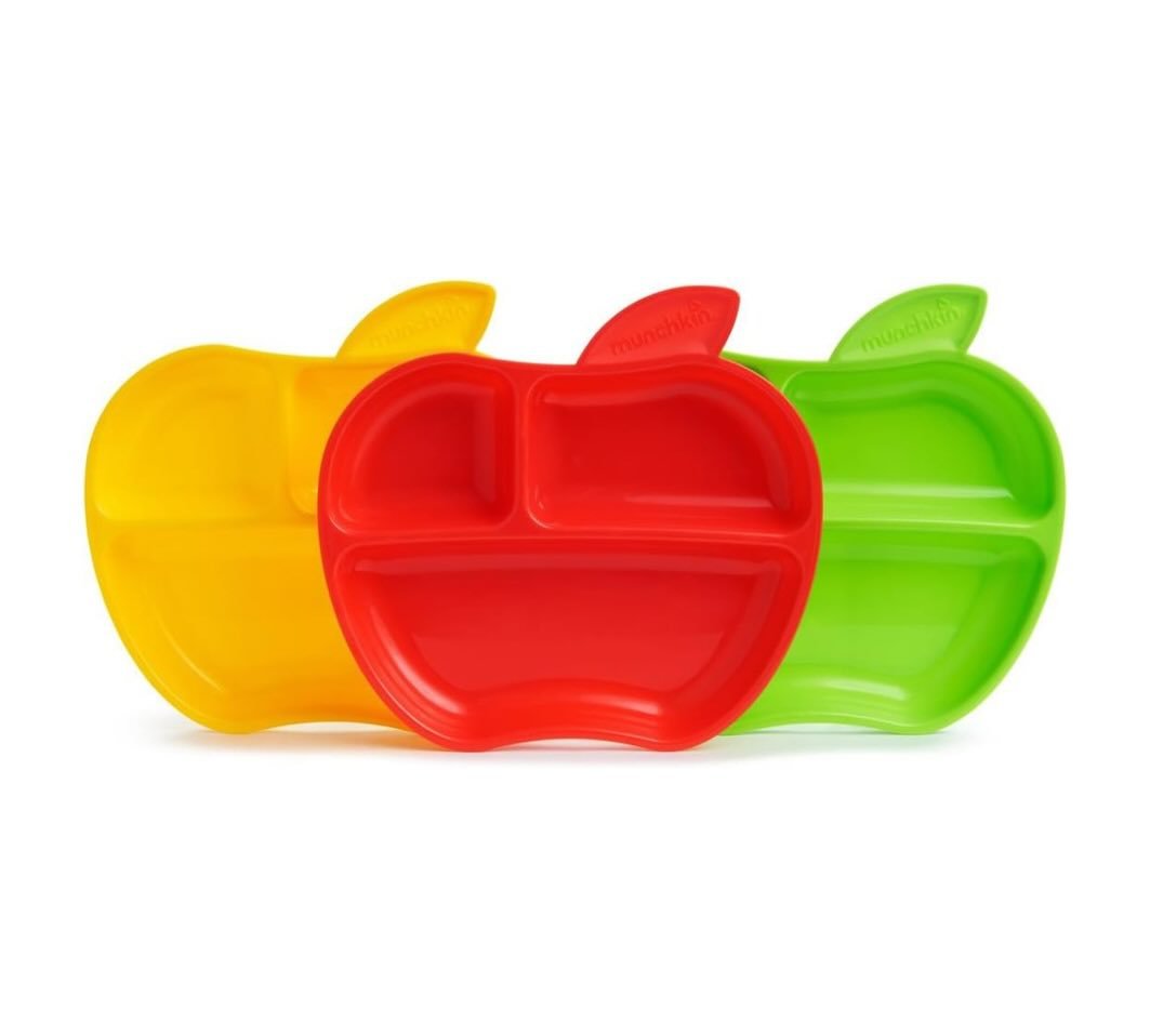 Munchkin Lil’ Apple Divided Toddler Plates, Pack of 3.