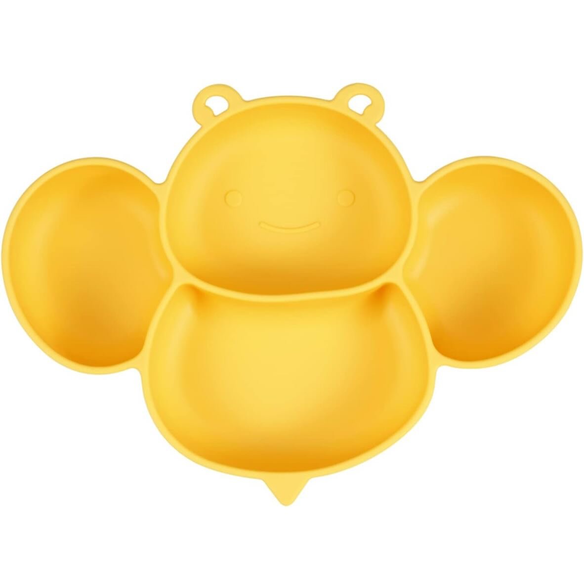 PandaEar Silicone Baby Suction Plate. Peach/Yellow