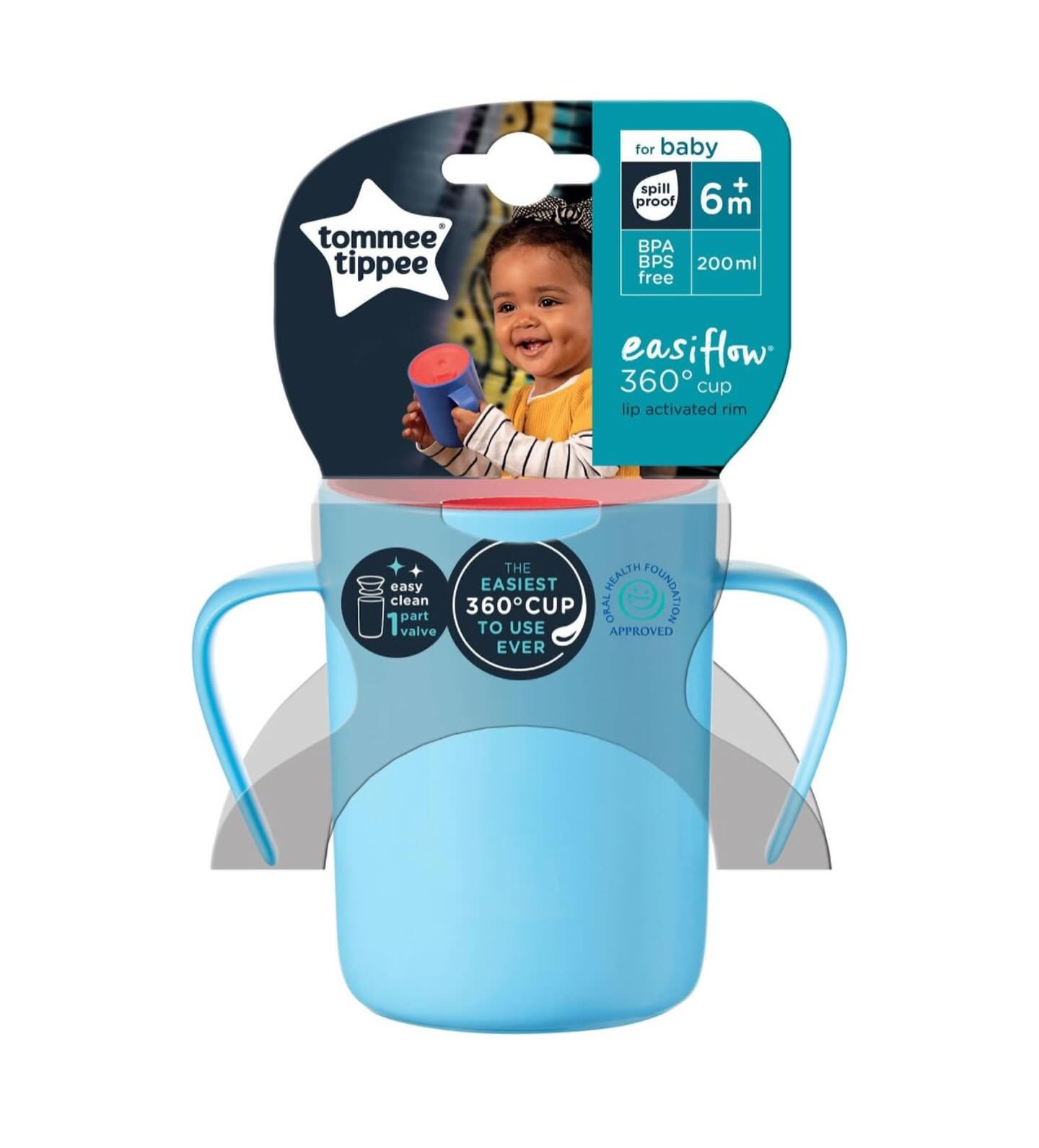 Tommee Tippee Easiflow 360 Lip Activated Trainer Cup with Easy-Grip Handles. 200ml.