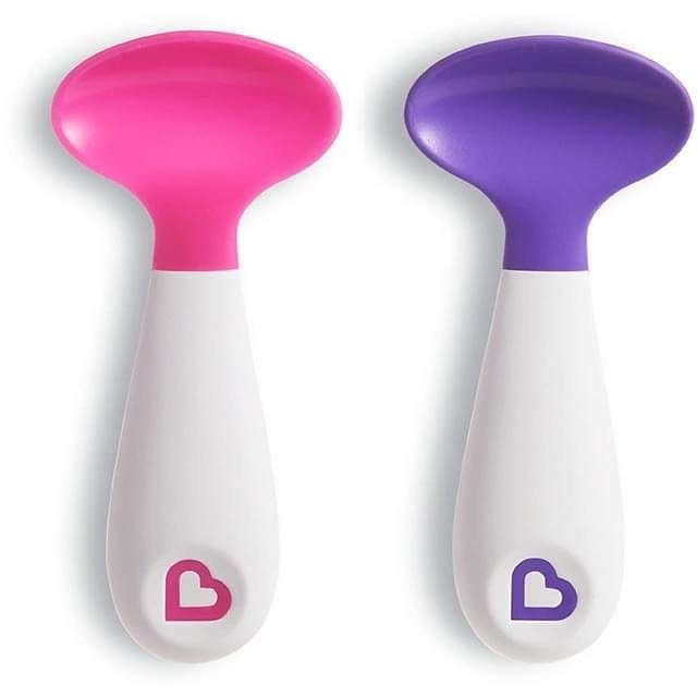 Munchkin Infant Scooper Spoons. Pink Purple/ Blue Green. 2 pack