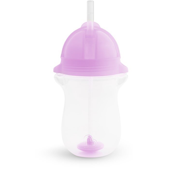 Munchkin Click Lock Tip & Sip Straw Cup Toddler Sippy Cup with Straw. 296ml. Pink/Purple.