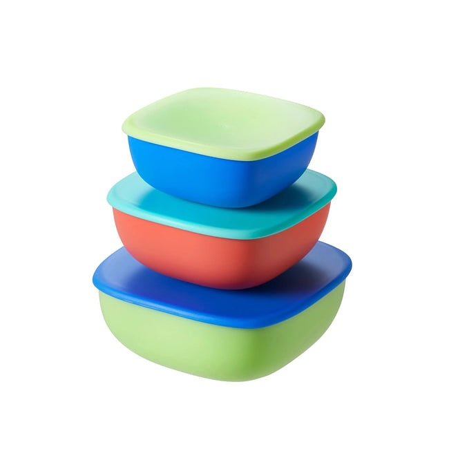 Nuby Good Square Meal Nesting Storage Pots. Pack of 3