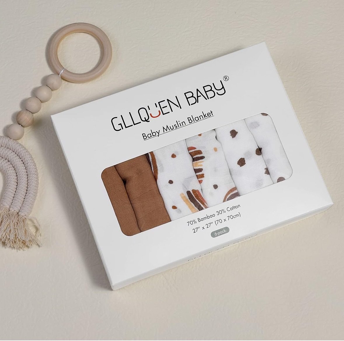 GLLQUEN BABY Muslin Squares Cloths. 6pack 70cm x 70cm Cotton Burp Cloths for Newborn