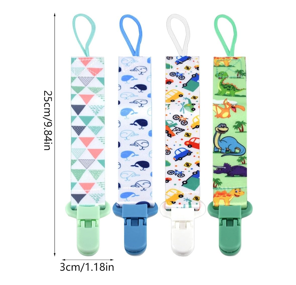 Pacifier clip holders. Randomly assigned
